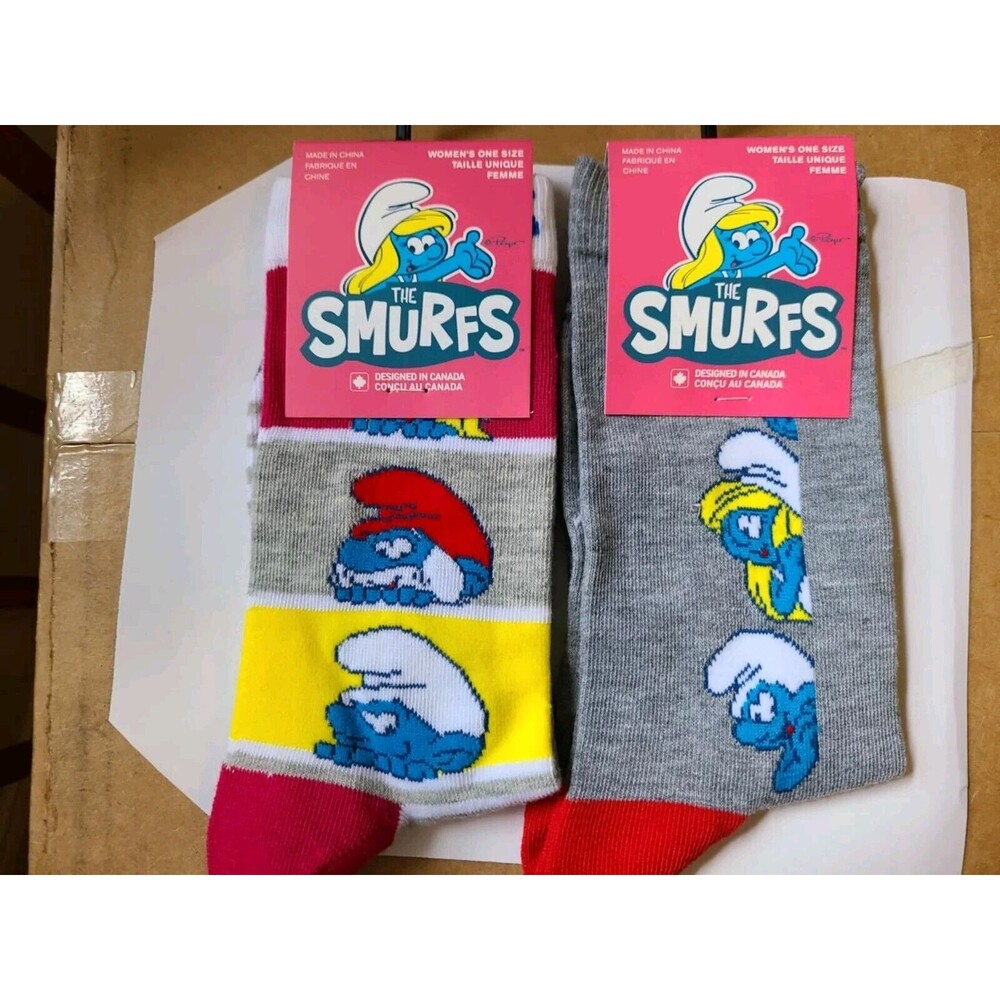 Women's Smurfs Long Socks 2 Pairs Size 6-9.5